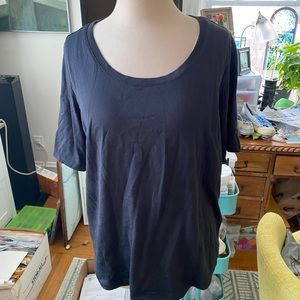 Lands End Black Cotton Tee Shirt Top M Petite NWOT